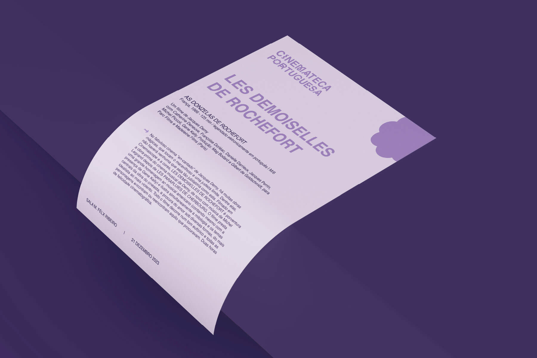 editorial design for a film sheet of cinemateca