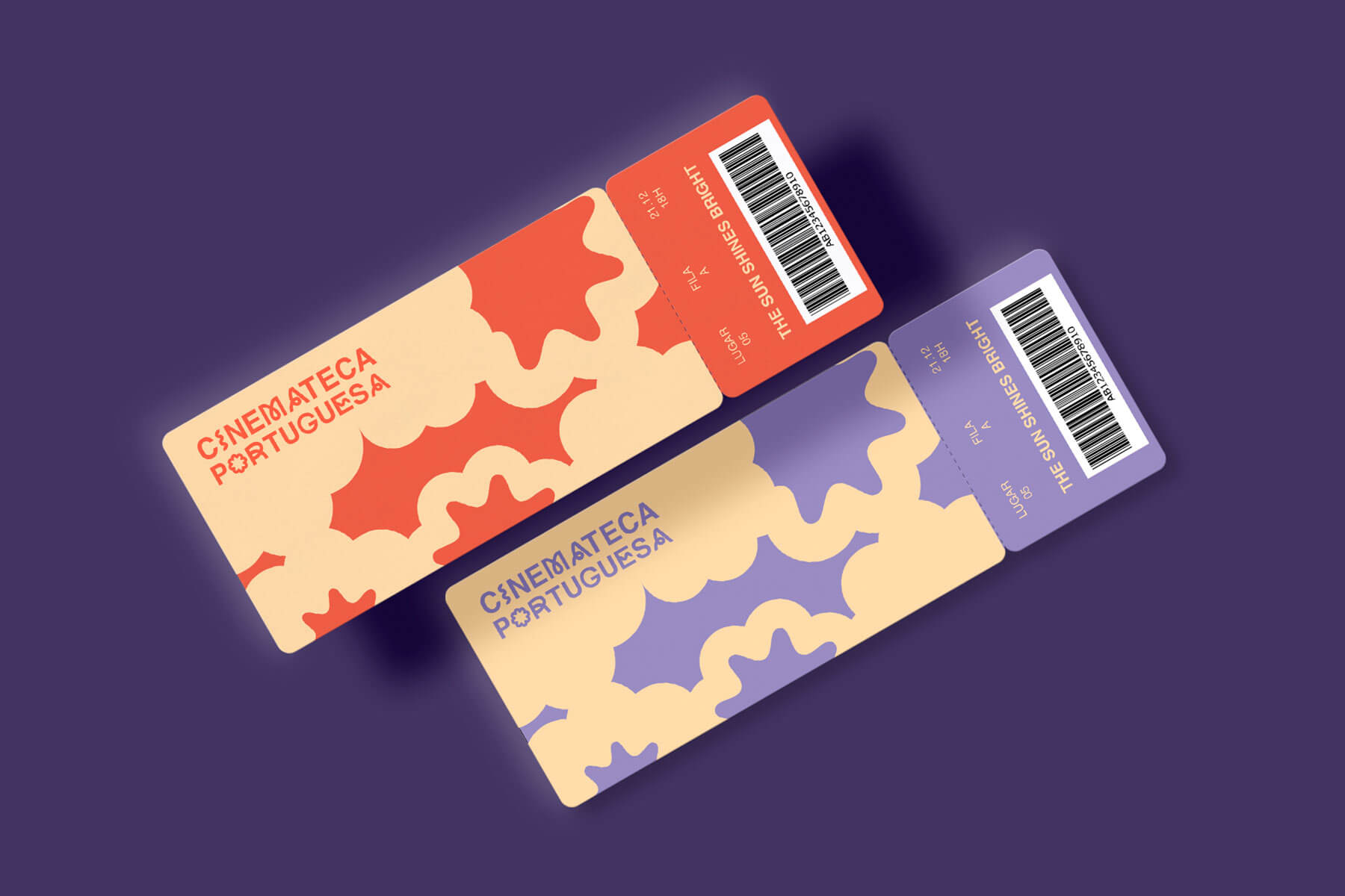 identity of the cinemateca tickets with two colors